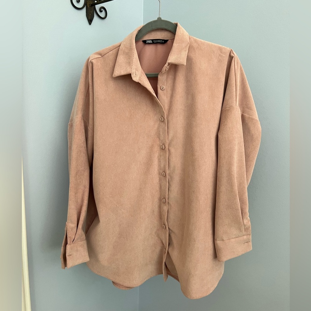 Zara button down corduroy top